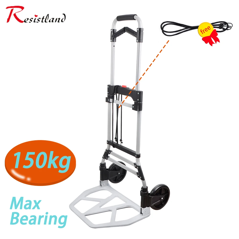 150KGS Bearing Foldable Trolley Cart for Luggage Aluminum Collapsible Portable Fold Up Dolly for Travel Shopping