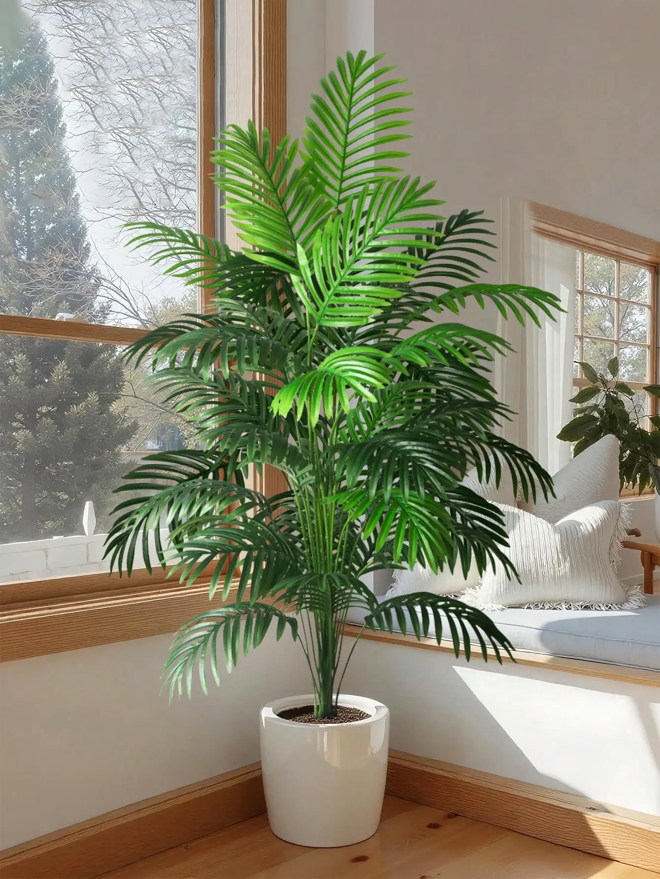 

90-120cm Artificial Palm Tree With Imitation Bird's Nest Fern & Turtleback Bamboo & Bird Of Paradise, Plastic Indoor/outdoor