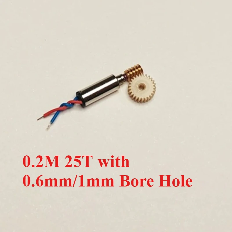 Micro Right Angle Worm Gear Set, 0.2M 25T with 0.6mm/1mm Bore Hole, for Mini DC Motor Reduction Drive