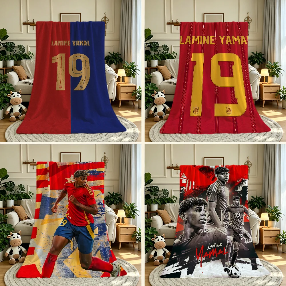 Football Star L-lamine Y-yamal Blanket Throw Super Cosy Plush Living Room Sofa Couch Childish Birthday Gifts