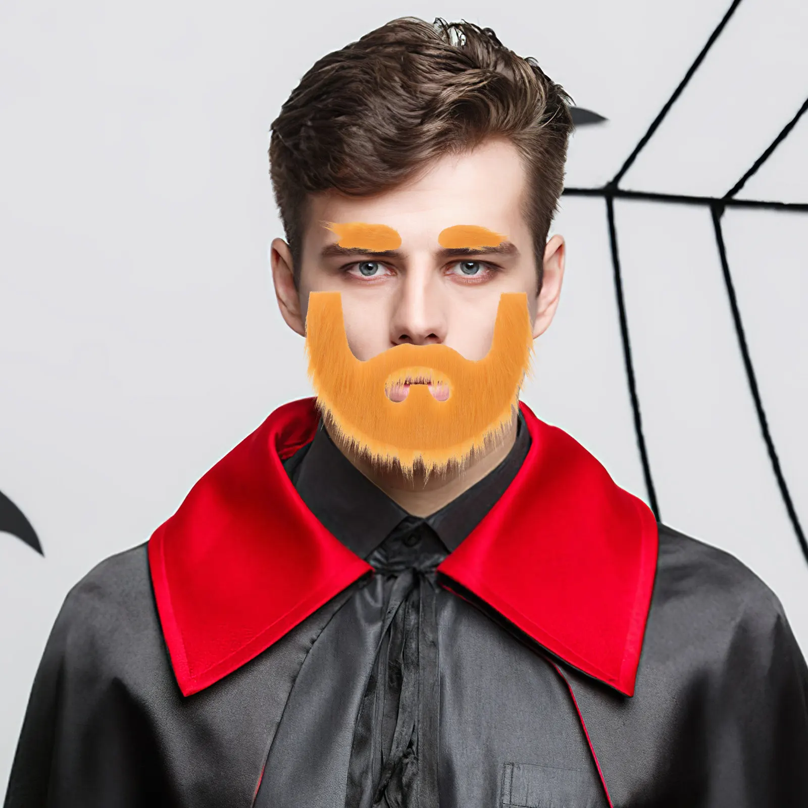 1Set Simulation Beard False Eyebrow Cloth Fake Mustache Cosplay Prop for Party Performance Fake Beard Costume Eyebrow
