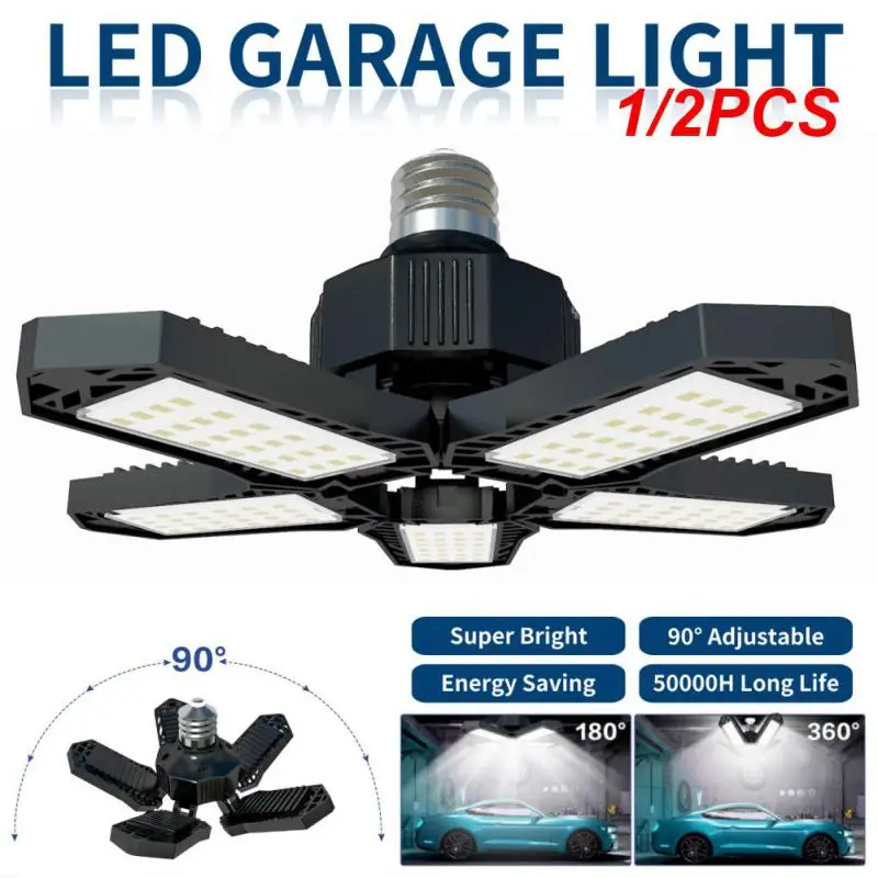 

1/2PCS Garage Light Deformable LED Garage Ceiling Light Adjustable 5 Panels Led Lamp E27/E26 LED Lights for Garage,Workshop