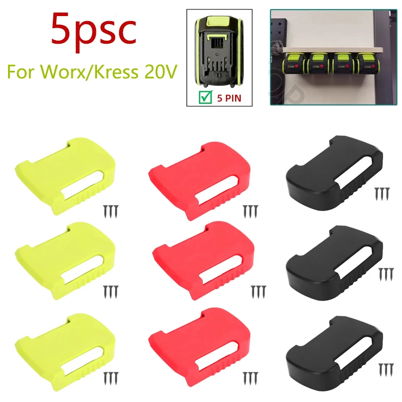 

Для Kress Worx 5pin 20V зеленый держатель батареи, настенный фиксированный держатель для хранения батареи для ящика для инструментов, аксессуары для электроинструментов