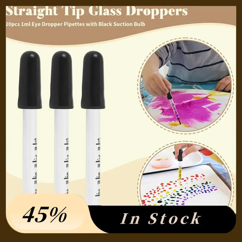 

2025 Trend20 шт. 1 мл стеклянные капельницы для жидкости, пипетки-капельницы для глаз с черной всасывающей лампой, жидкость для макияжа, стиль с прямым кончиком