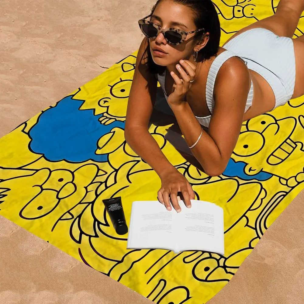 Cartoon Anime S-Simpsons Cartoon Beach Towel Cute Kawaii Room Decor Bath Girls Children Hand Towels For Bathroom Shower