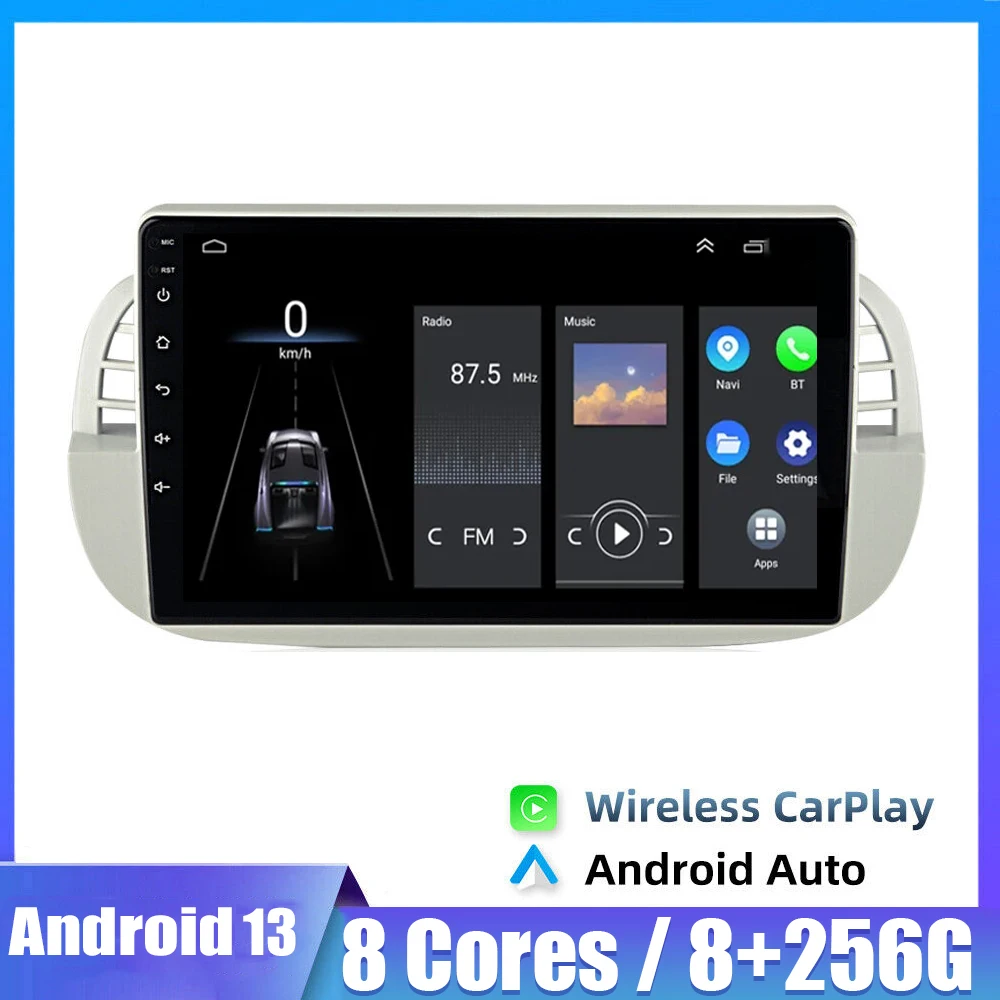 

9''INCH Android 13 8+128G Car Radio Stereo For Fiat 500 2007-2015 GPS Navigation Steering Wheel Control Multimedia Carplay BT