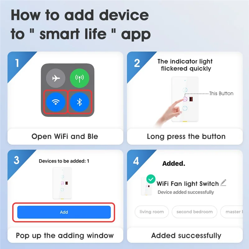 Tuya Smart Wifi Fan Light Switch Touch Wall Panel Voice Timer Control APP Remote Control Work For Alexa Google Home Durable A-Y4