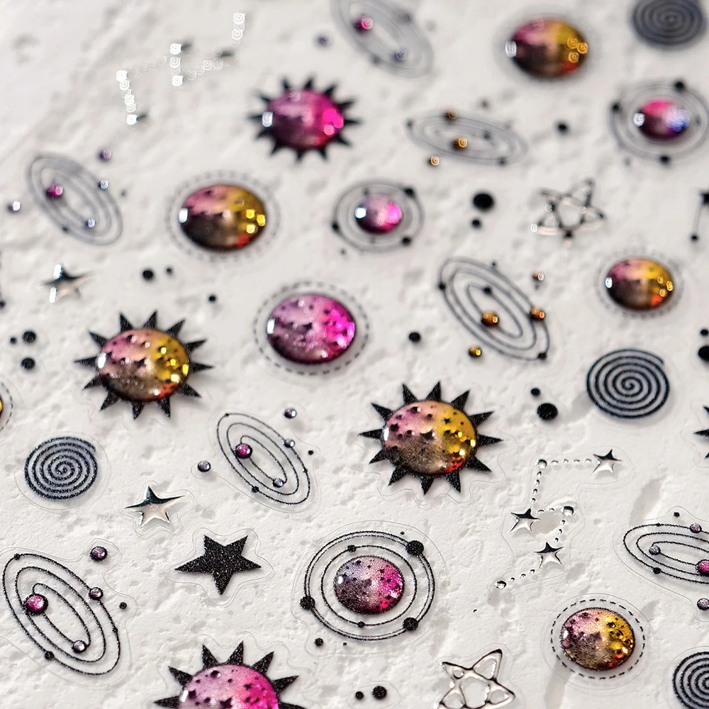 Shiny Red Stars 5D Nail Art Sticker Metallic Shimmering Glitter Five Pointed Star Self-Adhesive Decoration Manicure Decal DIY