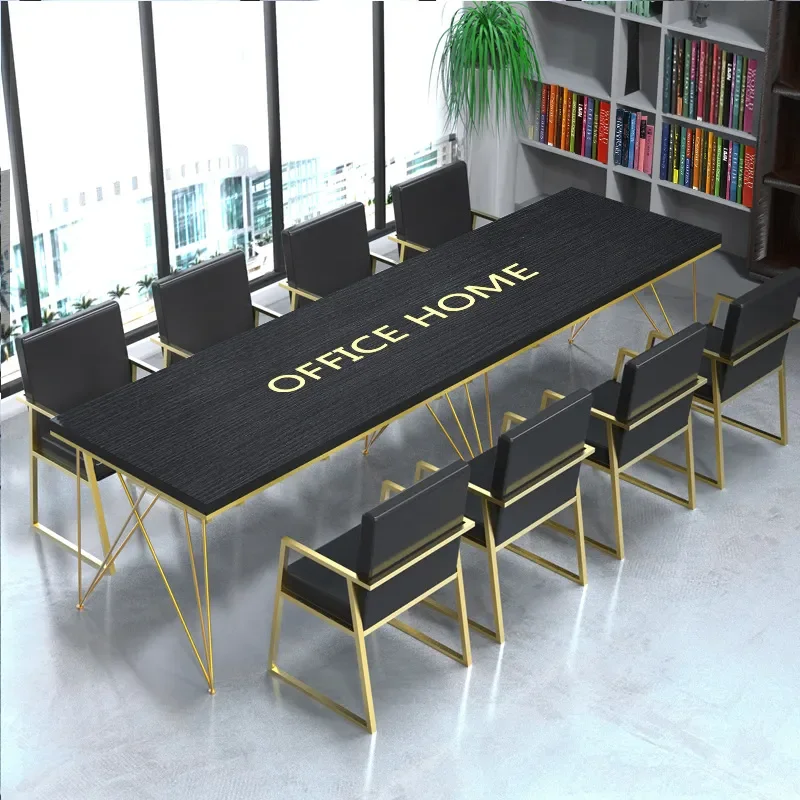 for Meeting Room Small Business Black Negotiation Table Internet Cafe Computer Desk 6 Person Combination Workstation Library
