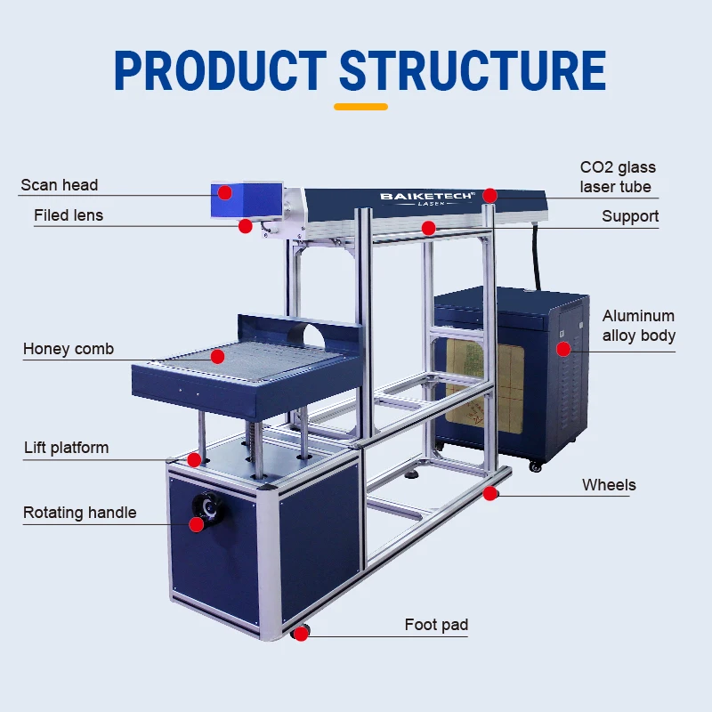 TH-80S 80W High Quality CO2 Laser Marking Marker Machine for Leather Paper Plastic Glass Ceramic Acrylic Laser Engraving