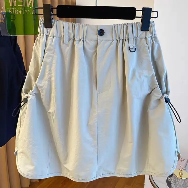 Korean Version Workwear Short Skirt Loose High Waisted Retro Casual Trend Half Length Skirt, Chubby New Style, Summer All Match