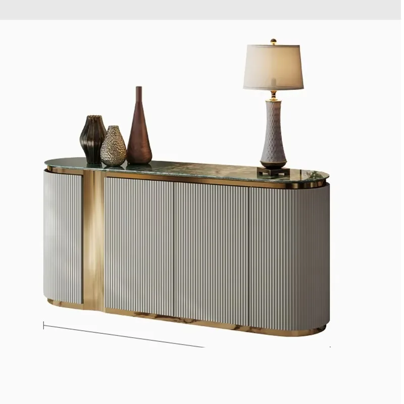 

Wooden Stainless SteelModern Luxury Marble Top Buffet Cupboard