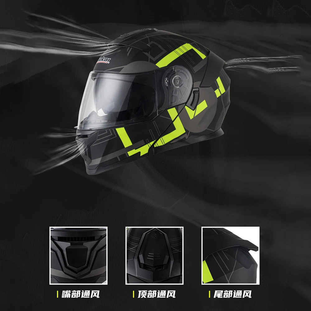 Casco integrale casco integrale aperto caschi moto caschi quattro stagioni assorbimento degli urti traspirante doppia lente uso M-XXL