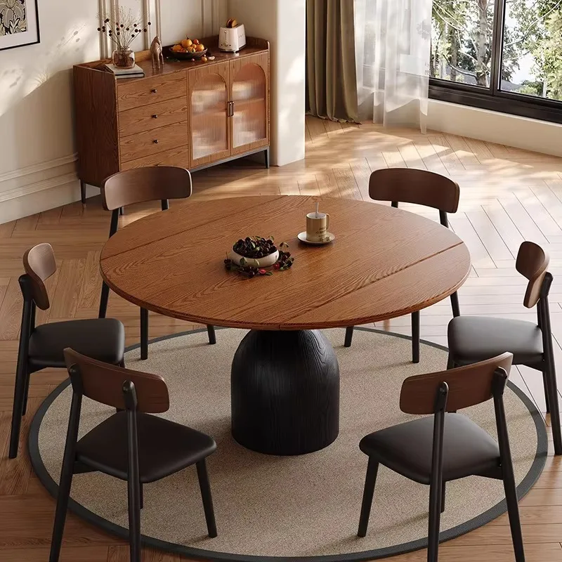 Retro Wholesale Wooden Expandable Dining Table Solid Wood Dining Table Set Modern Simple Designer Luxurious Dining Table Set