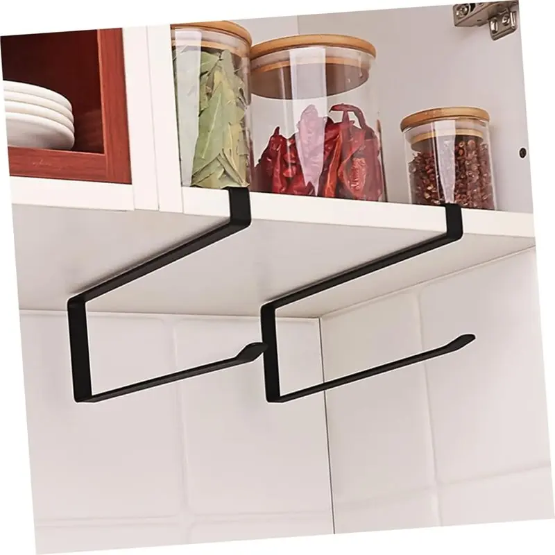 ABRB-For Kitchen Roll Rack 2Pcs Wrought Iron Paper Towel Holders Under Cabinet Mount For Kitchen Toilet Tissue And Towel Storage