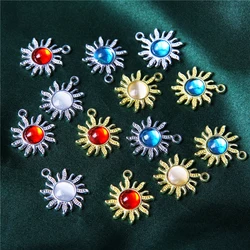 10pcs 21*18mm Color Opal Sun Charm Pendant DIY Jewelry Making Bracelet Necklace Earrings Alloy Crafts Accessories