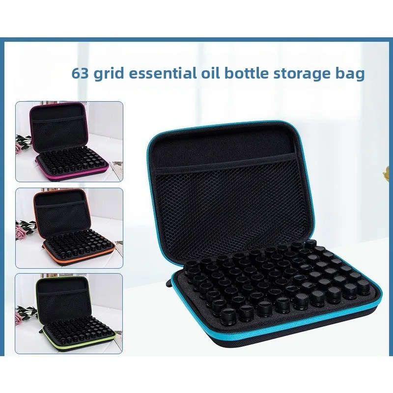 63 Bottles of Essential Oil Box 1-3ml Essential Oil Collection Bag Portable Storage Bag Perfume Bottle Travel Carrying Case