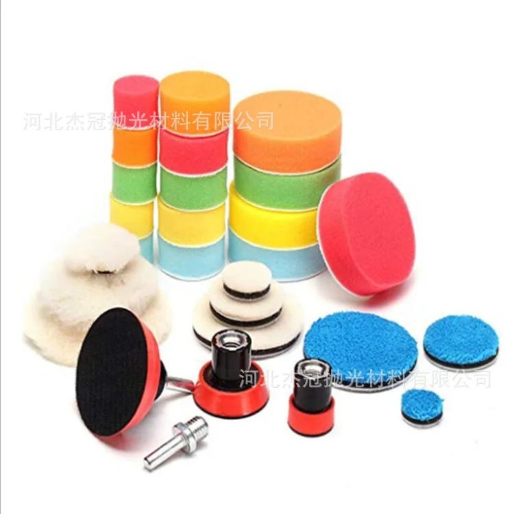 3 Inch Car Polishing Pad Kit 29 Pieces Wool Ball and Sponge Buffing Wheel Set Hook and Loop Backing for Waxing Paint Polishing