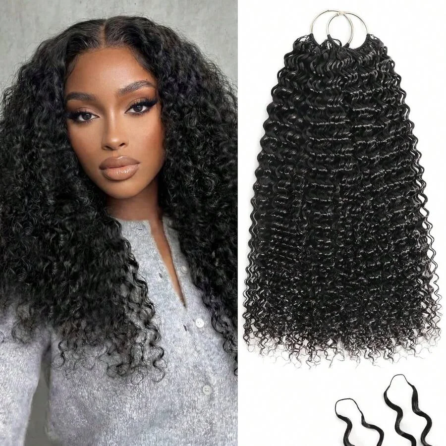

Bling Hair14-22inch 1/2/3/4 Pcs Kinky Curly Crochet Hair Human Hair Bundles For Black Women Pre-Separated Feather Crochet Human Hair Extensions Reusable Miracle Knots Crochet Human Hair