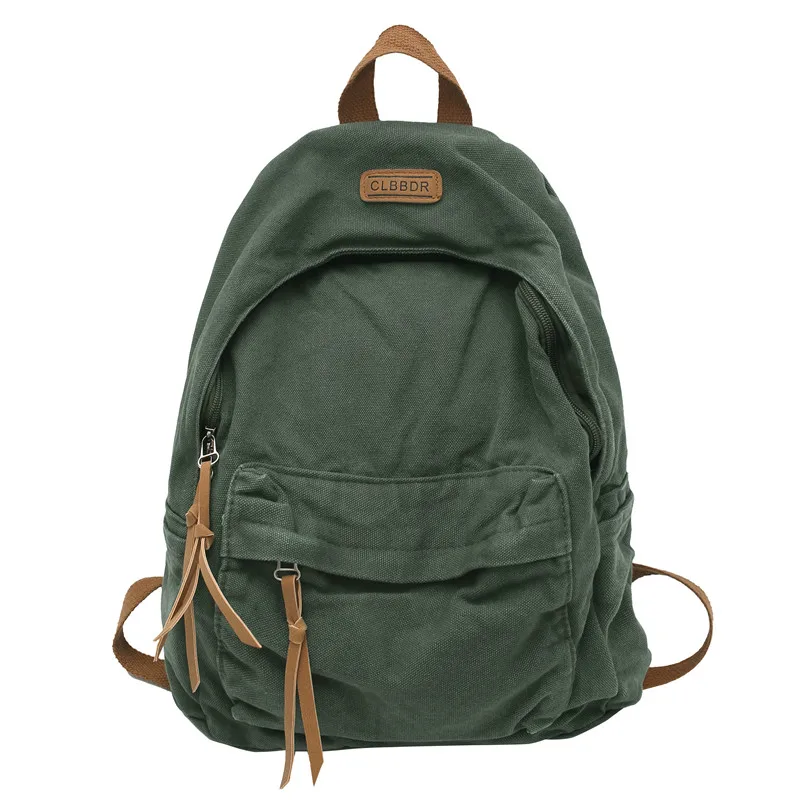 Unisex 100% Cotton Backpacks Solid Color School Bags Large Capacity Clouth Leisure Or Travel Bags Lazy Style Satchels