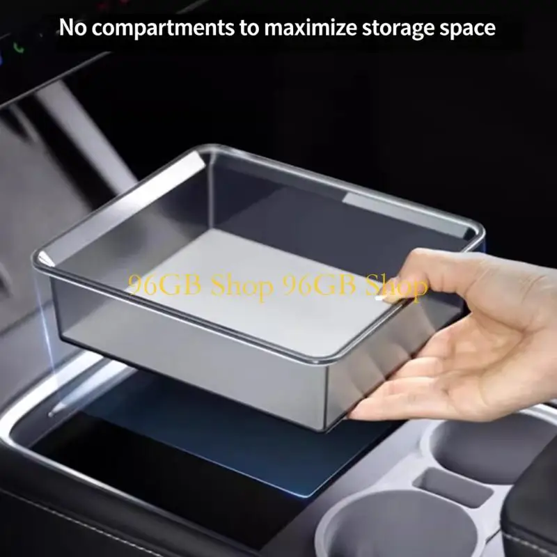 96GB Quick Install Center Console Translucent Storage Box Tray with Silicone Pad