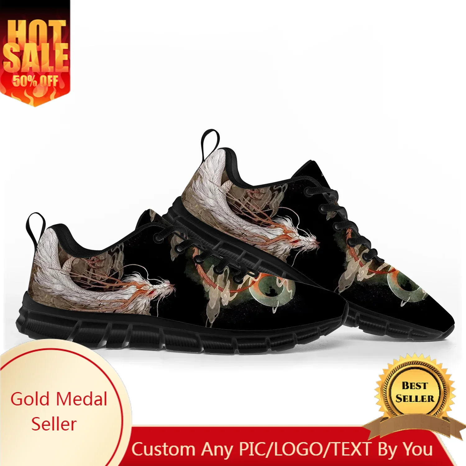 

Dragon Pattern Sports Shoes Mens Womens Teenager Customized Sneakers Casual Tailor-Made Shoe High Quality Couple