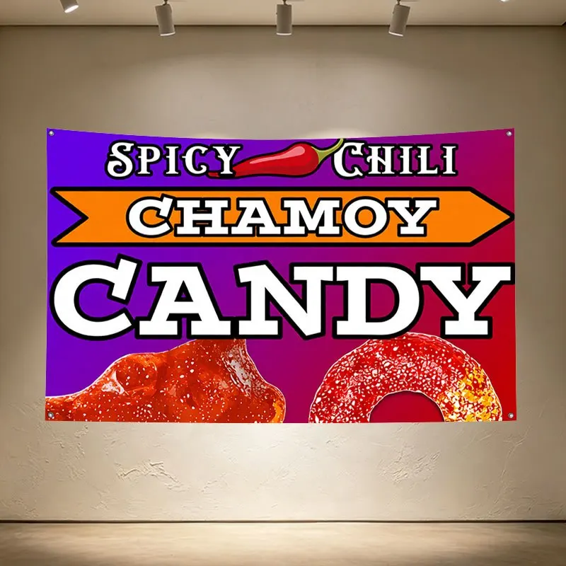 Spicy Chamoy Candy Chili Theme Banner Flag Decoration Party Supplies Kitchen Wall Sign Food Decor 60x90cm