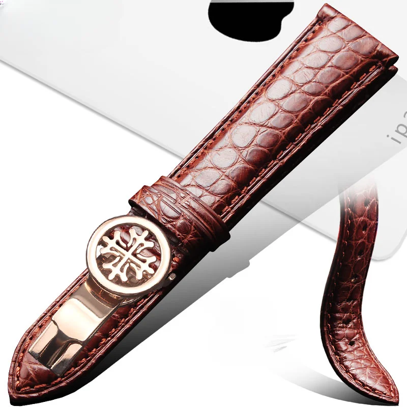 crocodile skin leather watch chain for Patek Philippe Alligator watch belt strap 5617 5146 5396 male folding buckle 20 21mm 22mm