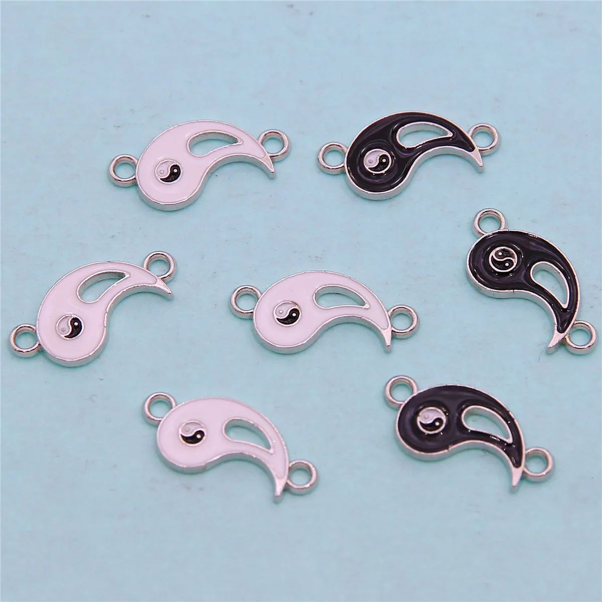 6pcs 3set  2in1 Alloy Enamel Charms Taichi Yin Yang Pendant Charms Necklace bracelet Diy Accessories Jewelry Finding Spacer Bea