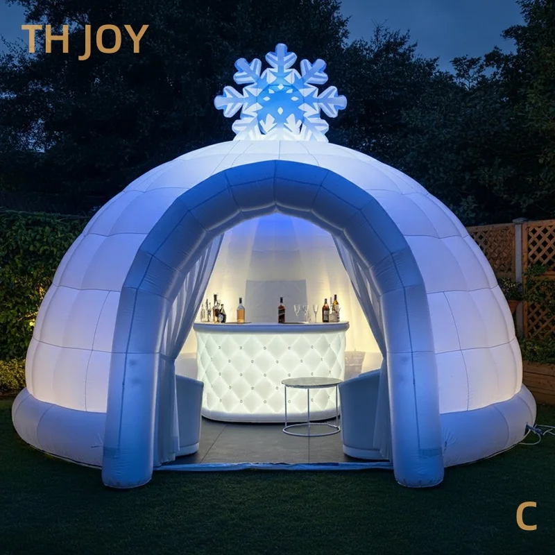 fast air ship to door, 6m 20ft diameter Inflatable Snow Igloo Inflatable Dome Tent, 2024 new inflatable ice bar with light