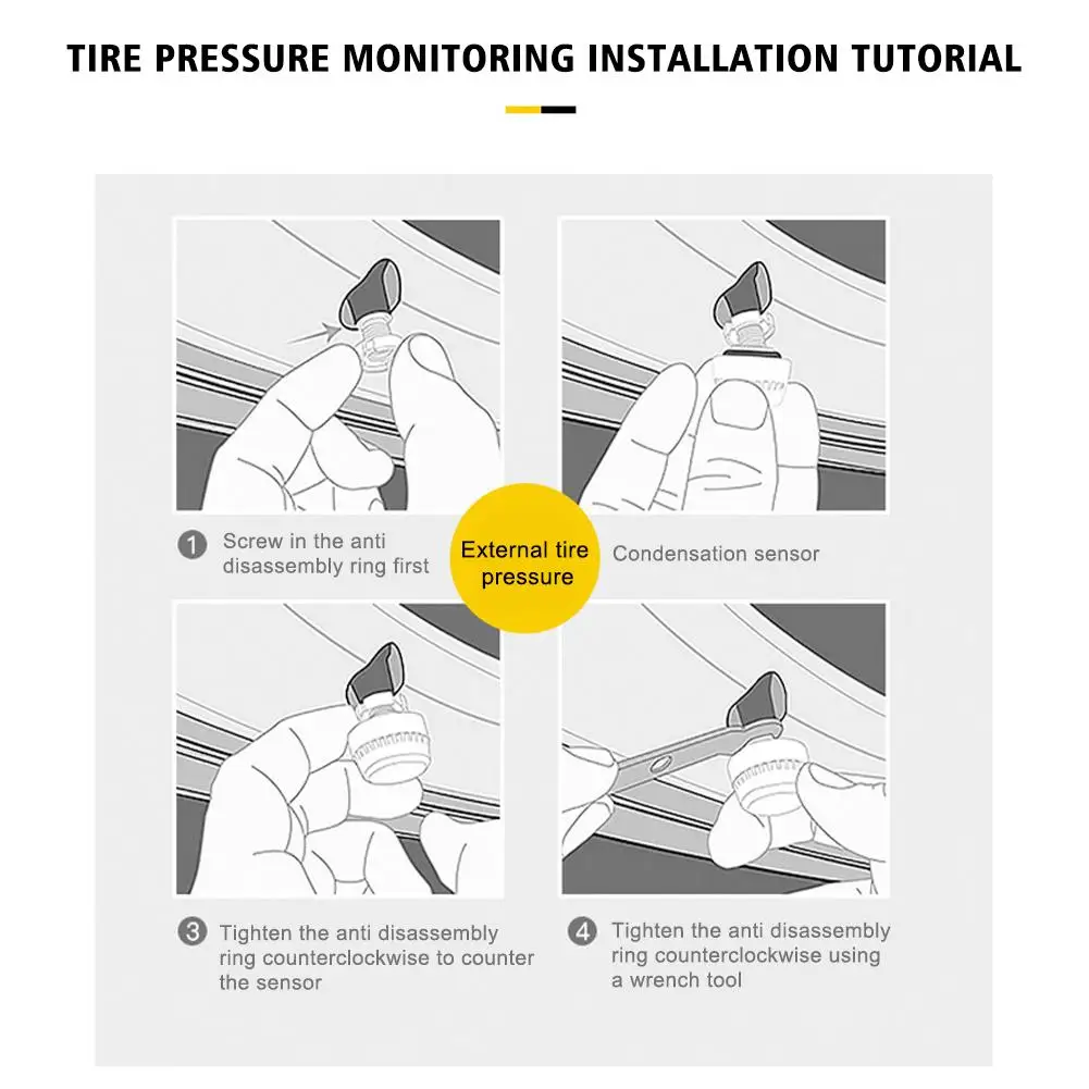 Tire Pressure Monitoring TPMS System Bluetooth External Sensors Real-time Pressure and Temperature Sensor for Android/iOS