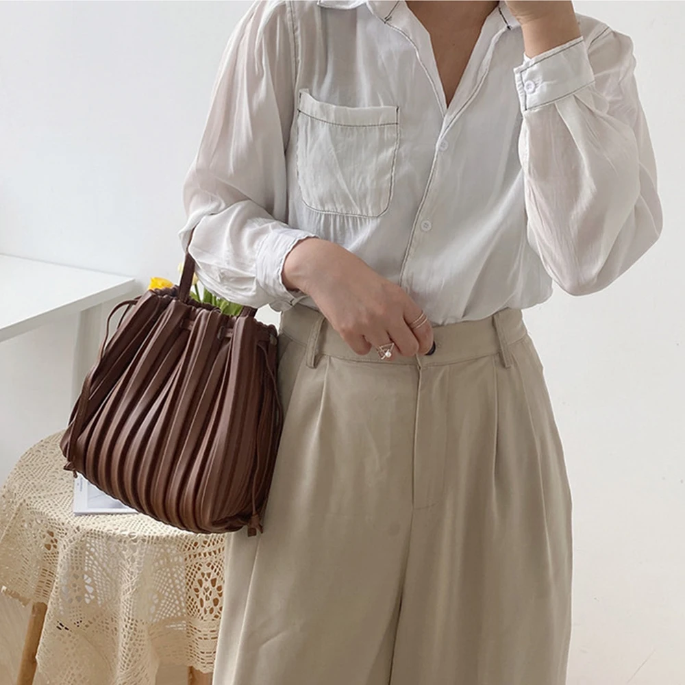 PU Ruched Fashion Women's Handbag Designer Luxury Women Crossbody Bag for Work