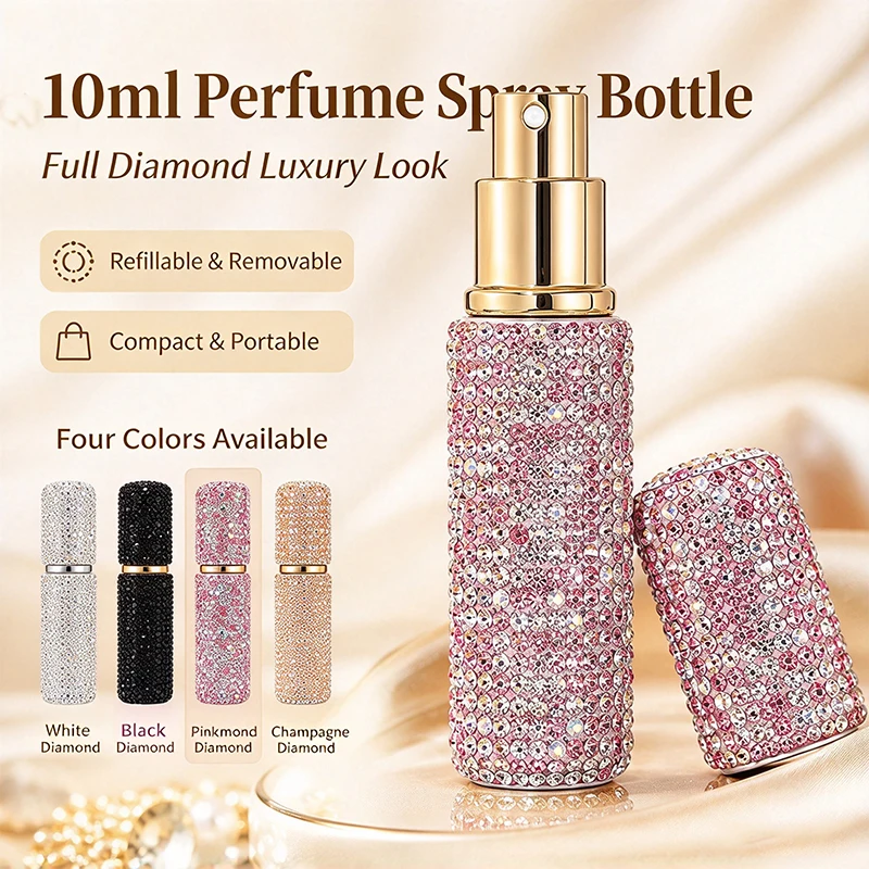 10ml Refillable Rhinestone Perfume Spray Bottle Portable Storage Empty Bottle Travel Mini Fragrance Dispenser for Women