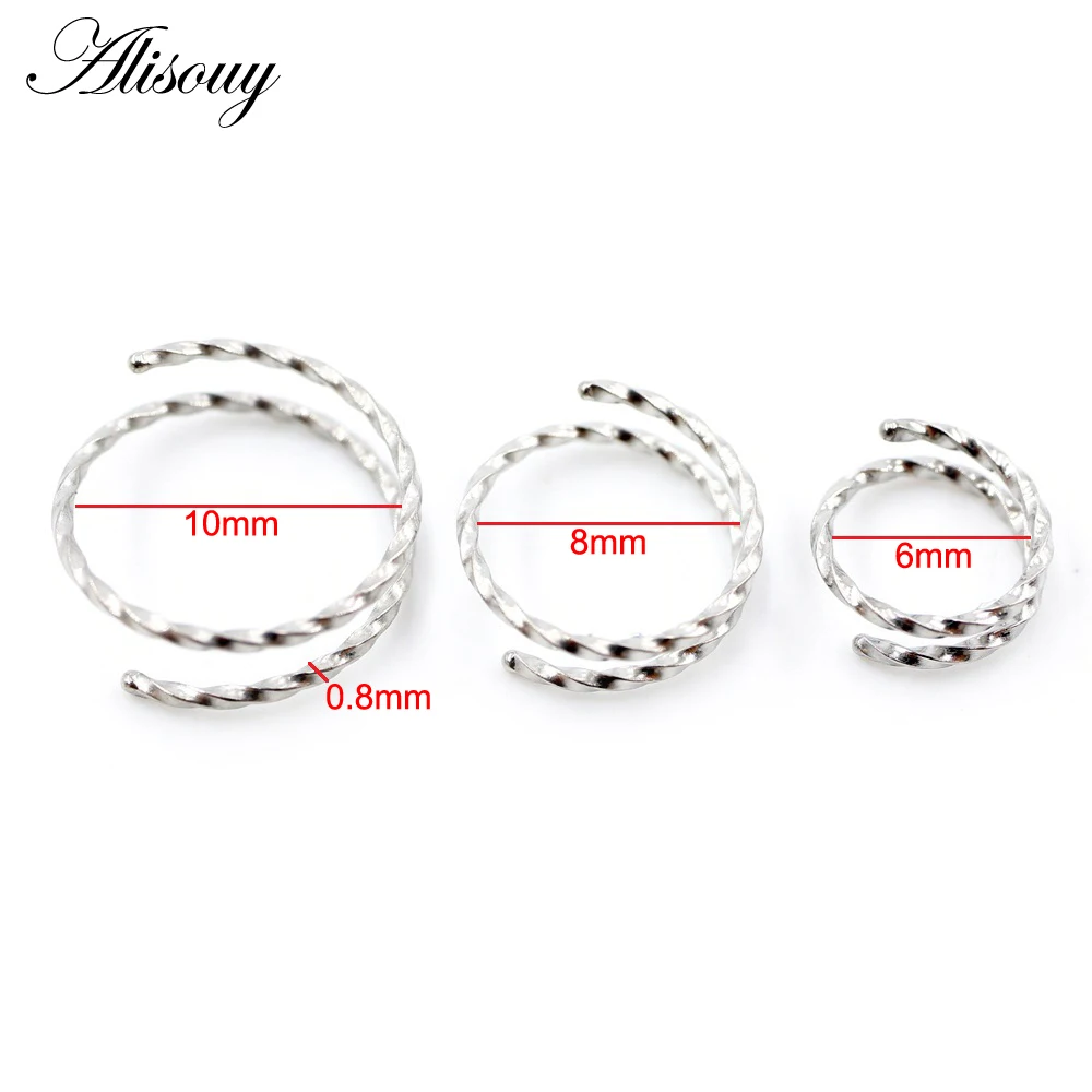 2Pieces Stainless Steel 2 Layer Spiral Twist 20G Curve Nose Septum Rings Captive Ear Cartilage Earring Body Piercing Jewelry