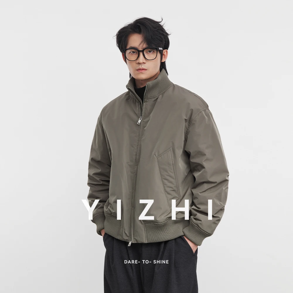 

Fashion Men's Stand Collar Baseball Jacket Down Jacket 2025 Winter New Loose Casual Simple Warm Outerwear Jacket Top