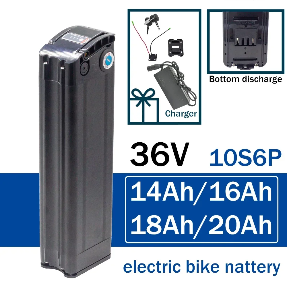 36V 20/18/16/14Ah Silverfish Lithium Electric Bike 1000W 500W Lithium Ion Electric Bike Bicycle 42V 18650 Battery Pack + Charger