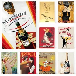 Retro abstract champagne wine poster printing decoration canvas painting living room bedroom room decoration wall art home decor