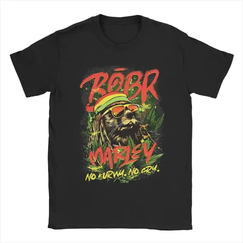 Novelty Bobr Marley No Kurwa Cry Bober Beaver Boberek T Shirt