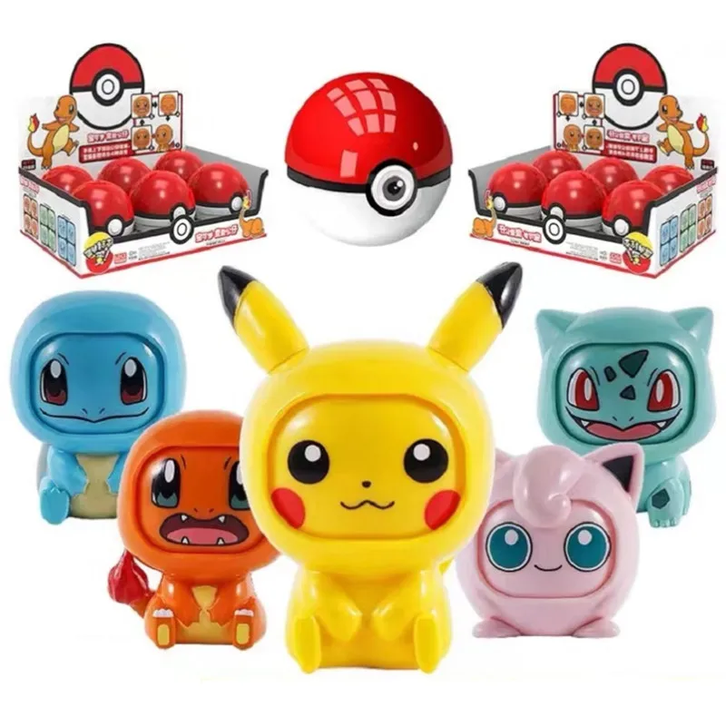 Anime Pokemon Pikachu Face-changing Doll Elf Ball Set Toy Eevee Gengar Mewtwo Action Figure Model Toys Christmas Children's Gift