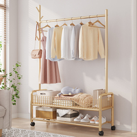 Wheels Drying Rack Clothes Portable Detachable Balcony Shoe Clothes Rack Gold Metal Perchero Pared Modern Furniture Home