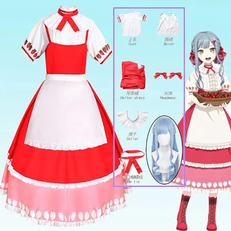 

BanG Dream anime! Strawberry Sakiko Togawa cosplay girl Ave Mujica oblivionis cafe maid dress set outfit for woman