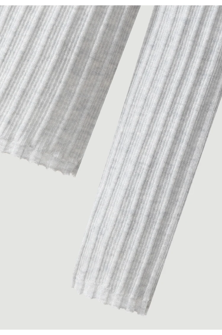 BL3621732 Damen-Pullover mit Stehkragen aus Wollmischung, Lurex, gerippt, langärmelig, mit Wellenkragen, seitlicher Kette und metallischem Glanz für den Herbst – Detail 19