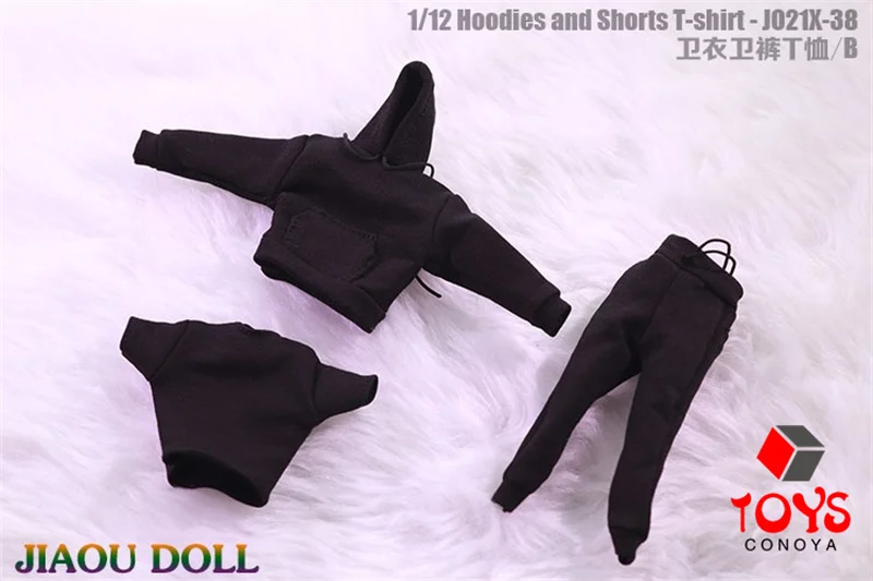 JO21X-38 1/12 Scale Soldier Hoodie Pants T-shirt Loose Sprots Clothes Set Fit 6'' Action Figure Body Dolls