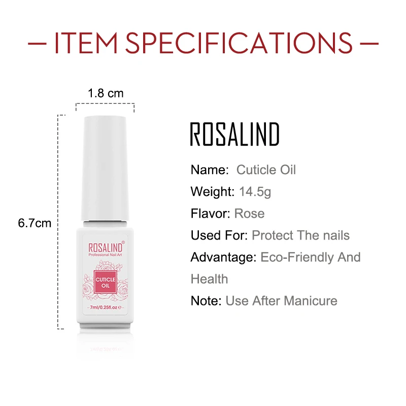 ROSALIND 영양 오일 큐티클 영양 오일, 보습 로즈 향 매니큐어, 네일 아트, 영양 치료 케어 도구, 7ML