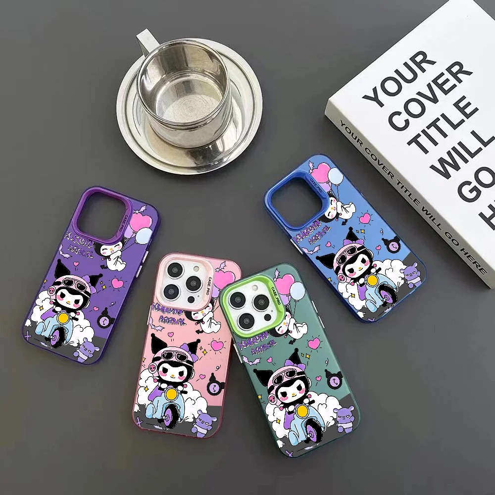 Cute Cartoon Kuromis Phone Case IMD Color Silver Shell For IPhone 16 15 14 13 12 Pro Max Plus