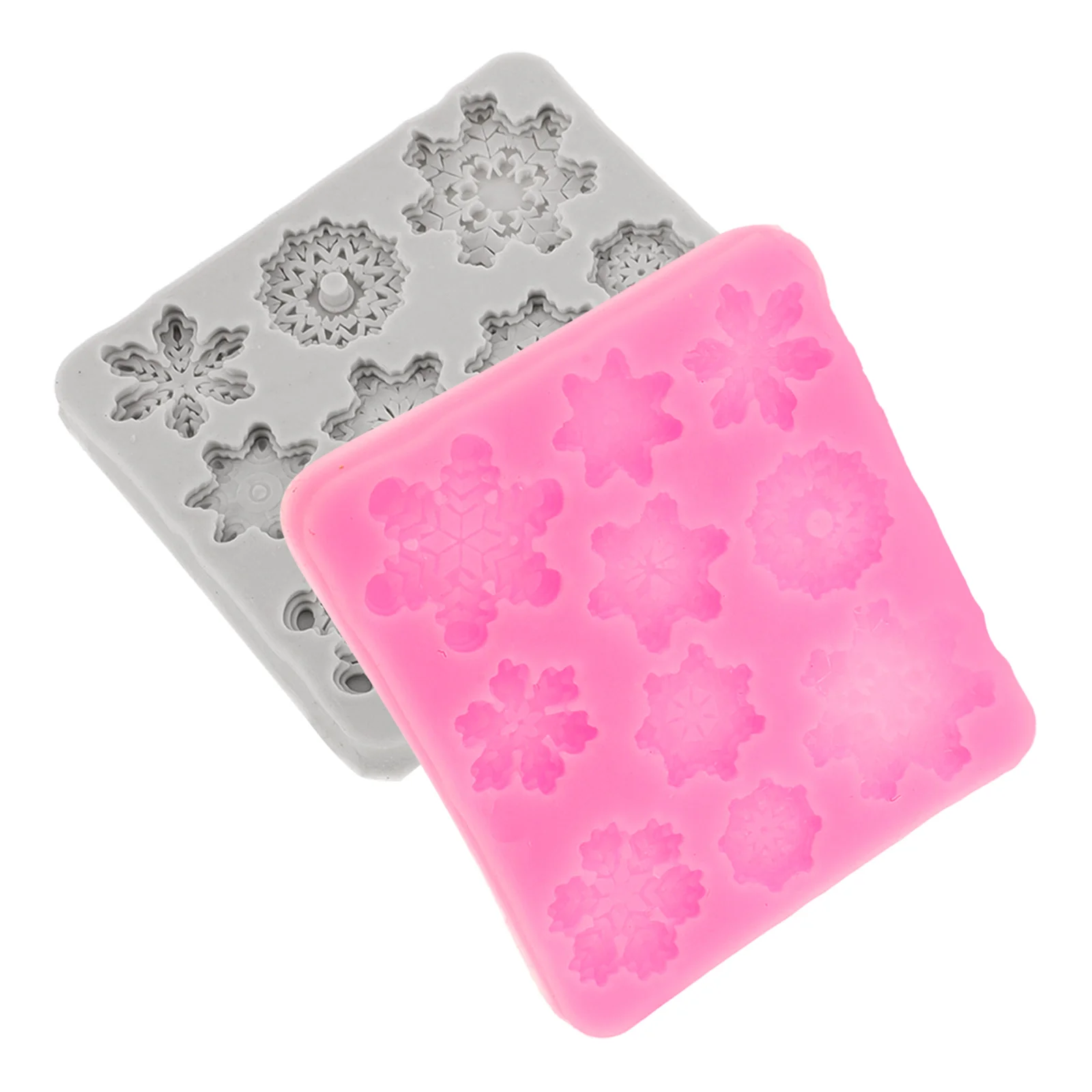 

2pcs Snowflake Silicone Molds Baking Small Size Efficient High Temp Resistance Cake Decor Tools Fondant Chocolate