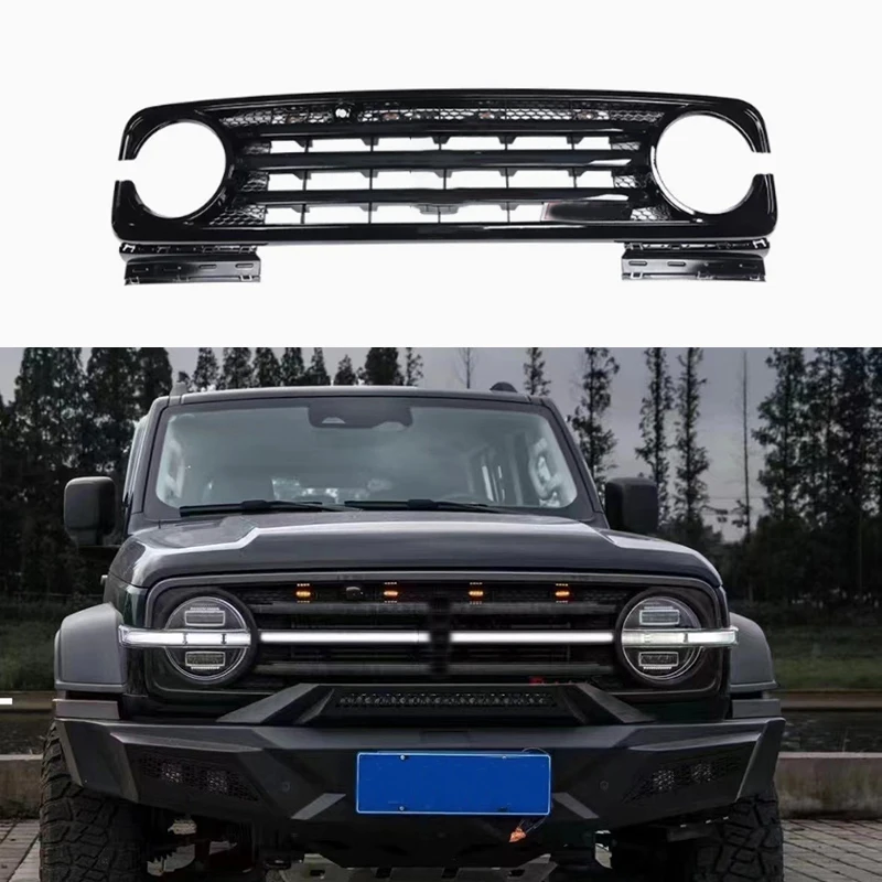 

Car Grille Fit for Tank 300 Grille Modified Grille Small Yellow Light with Lamp Luminous Streamer Grille Easy Installation