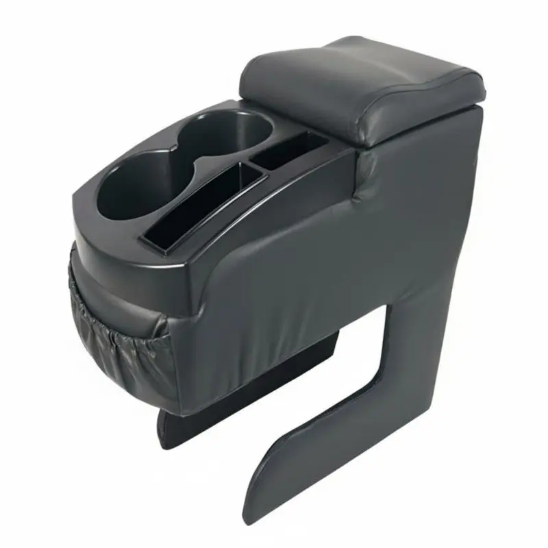 Universal Car Center Armrest Box, No-Drill Install, Front & Rear Cup Holder, Large Multi-Compartment Storage