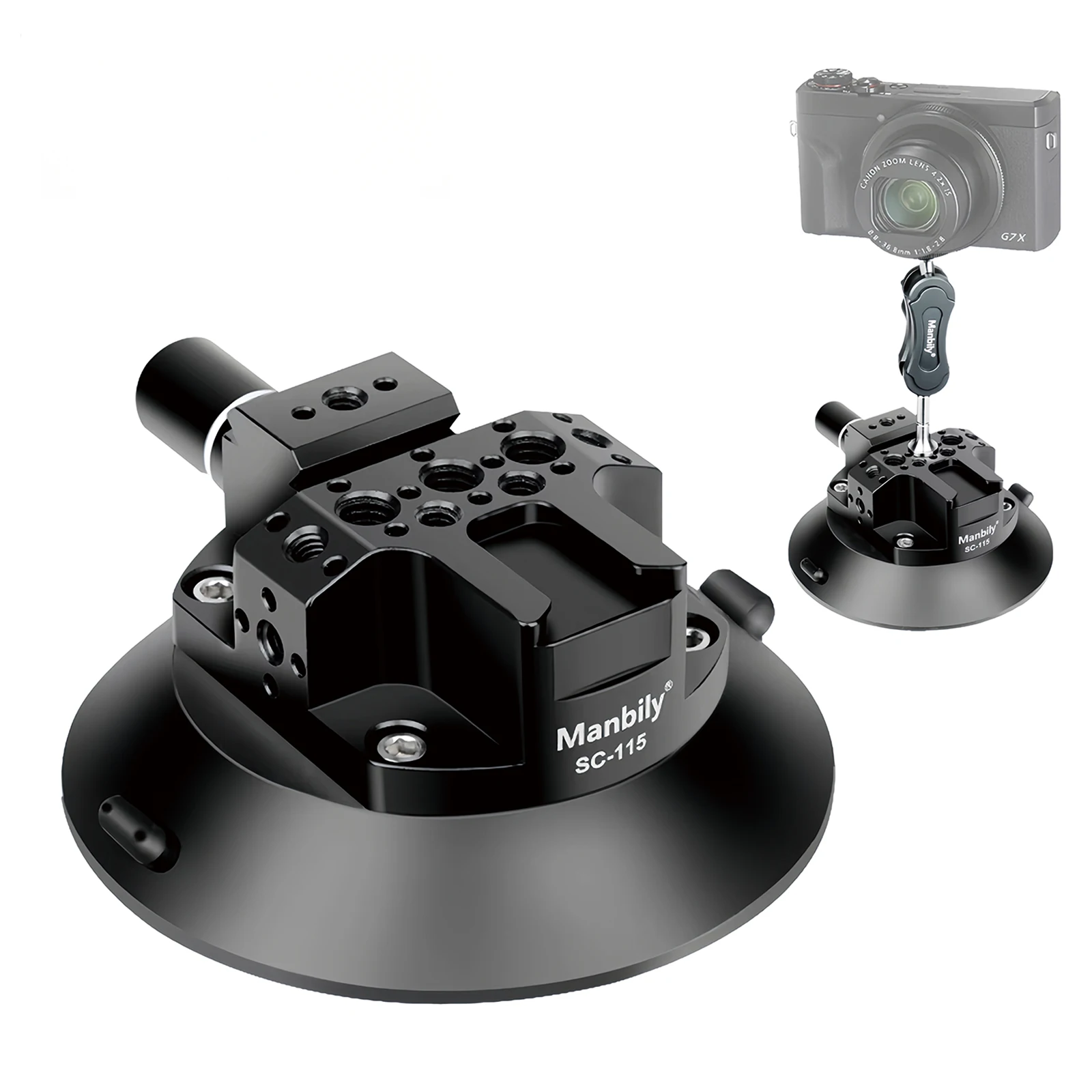 

4.6″/11.6cm Camera Suction Mount, 3kg Load with Magic Arm & Ball Head, Air Pump Suction for DSLR/Action Cam/Phone/Light Camera
