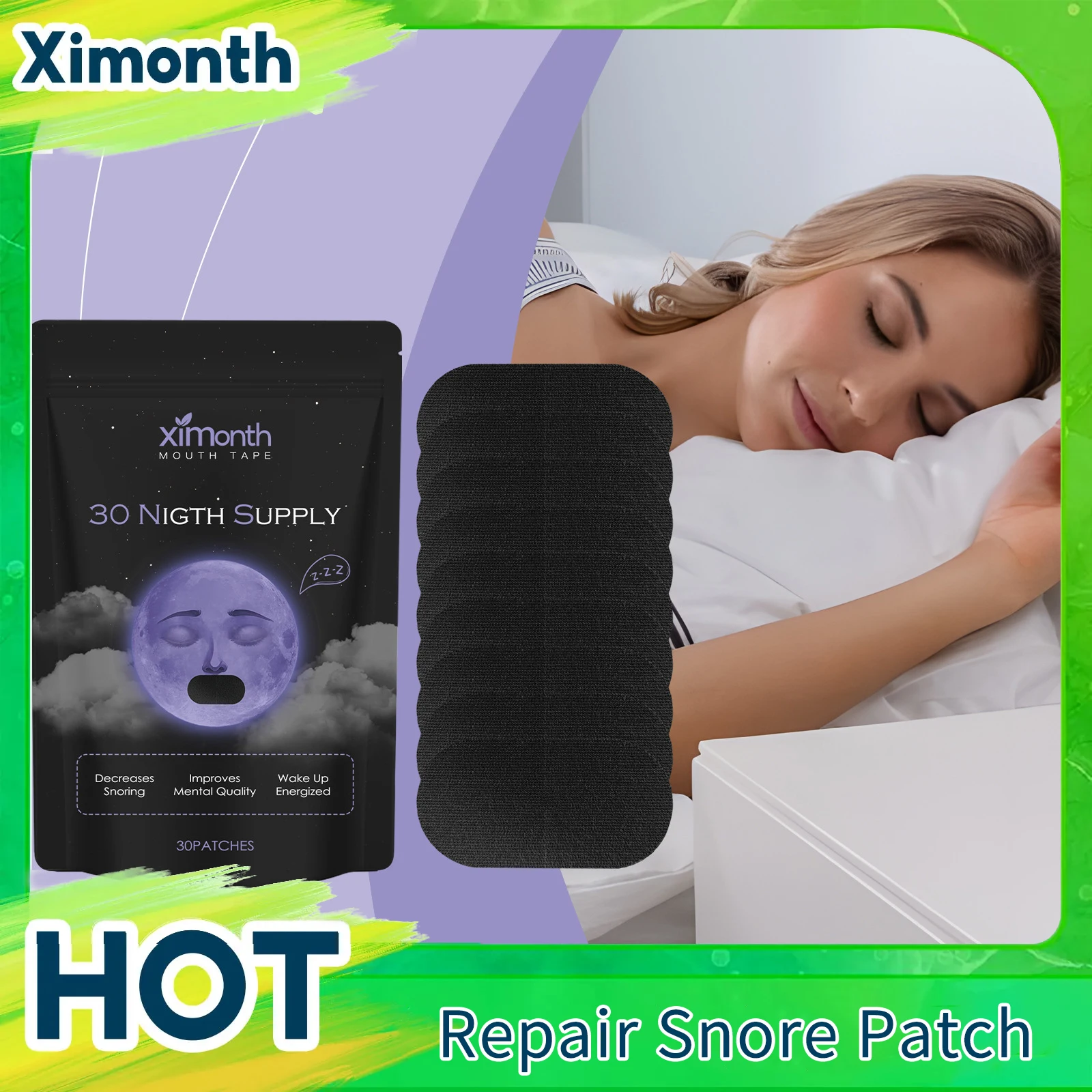 

Repair Snore Patch Prevent Sleep Mouth Open Improve Nose Breathing Sleep Silent Quality Lower Snored Frequency Anti Snore Patch